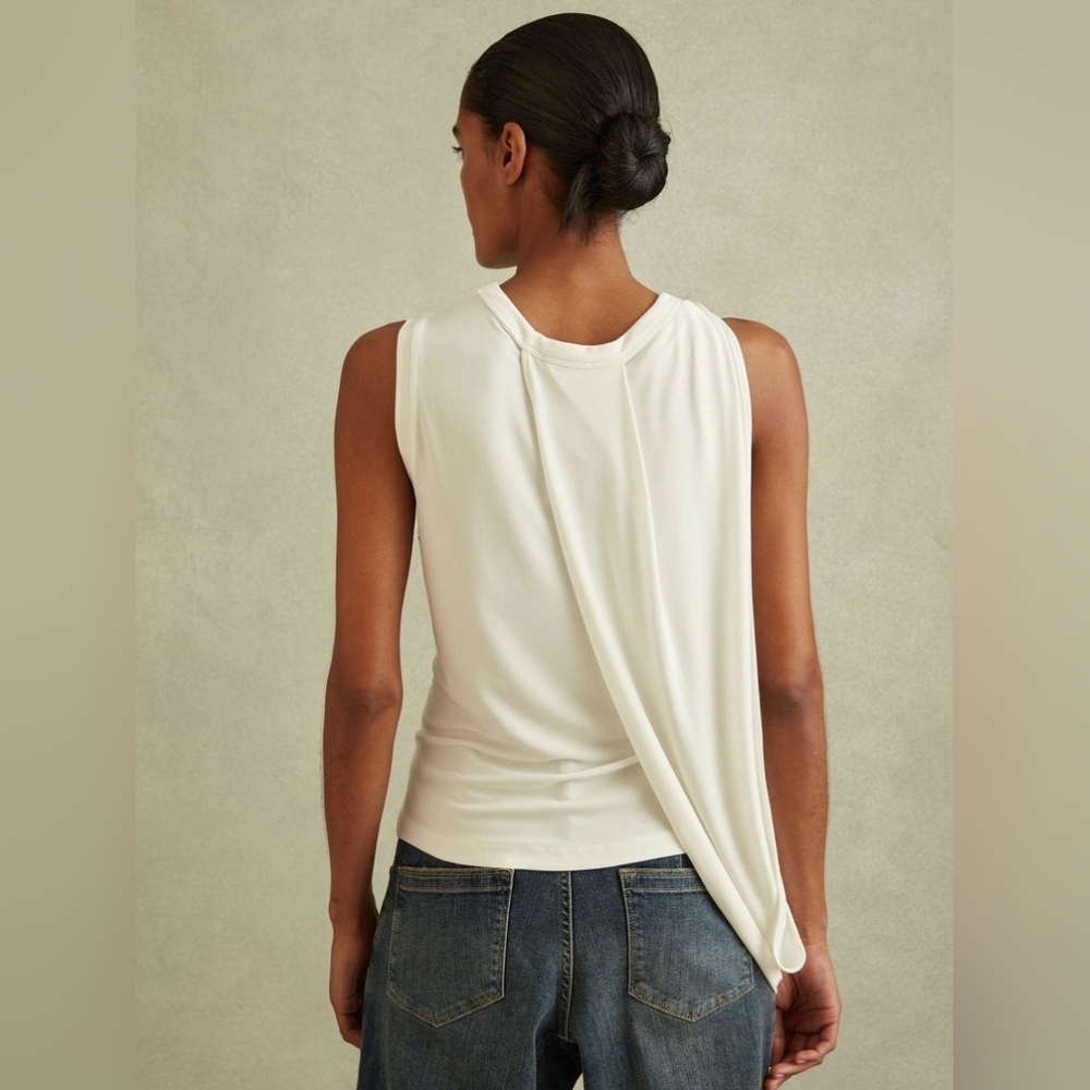 Reiss Elva Draped Layered Top Ivory - Picture 2 of 9
